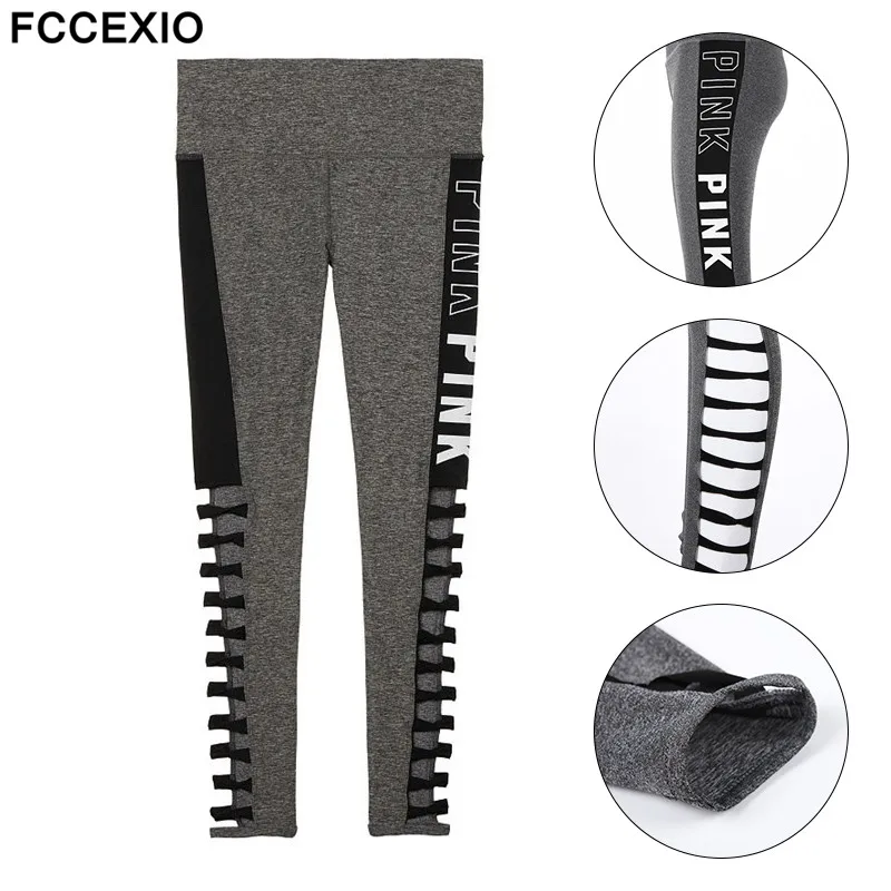 FCCEXIO New Summer Love Pink Letter Print Workout Leggings Women High Waist Slim PINK Slim Fitness Legging Sporting Leggings FCCEXIO New Summer Love Pink Letter Print Workout Leggings Women High Waist Slim PINK Slim Fitness Legging Sporting Leggings