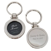 100 шт персонализированный свадебный подарок для гостей, металлическая Серебряная цепочка для ключей кольцо для помолвки с фото, пользовательское имя и дата
