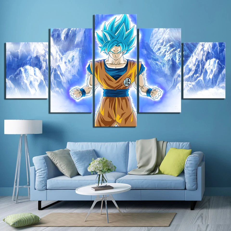 Goku Super Saiyan Dragon Ball 5 panel canvas Wall Art Home Decor Poster Print