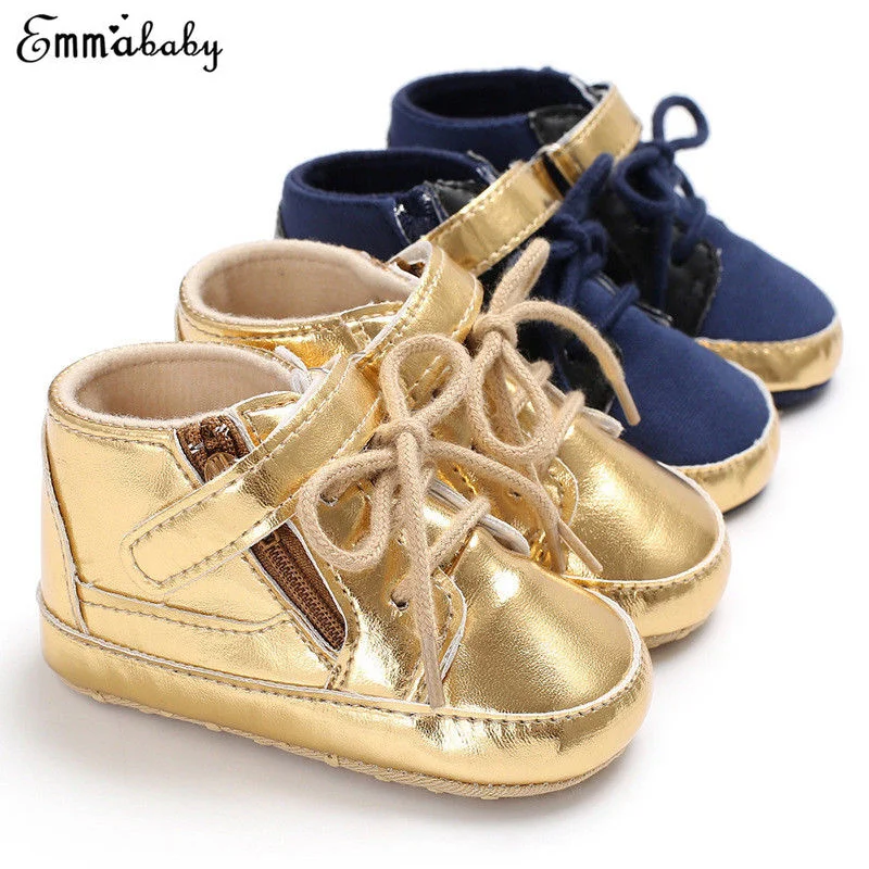 Hot Cheap! Lace Up Boys Shoes Zipper Infants Baby Girl Soft Crib Shoes