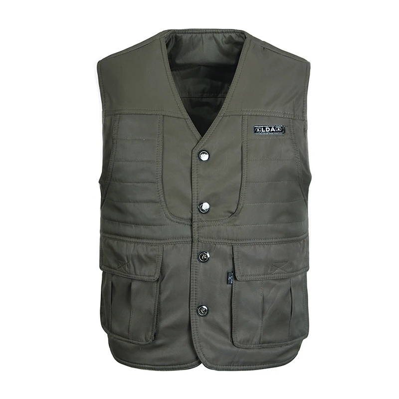 Autumn Cotton Men Vest With Many Pockets Warm Casual Winter Windbreaker ...