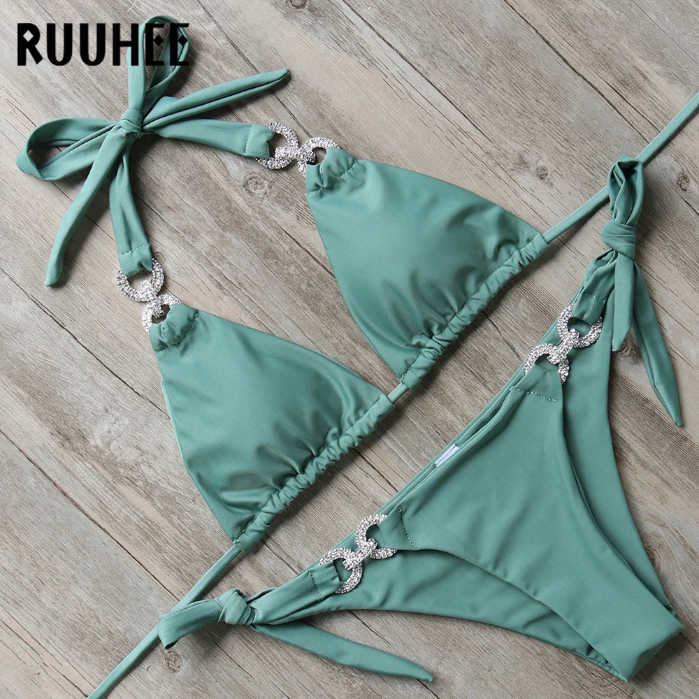 

RUUHEE 2018 Bikini Swimwear Women Swimsuit Halter Bikini Set Push Up Bathing Suit Beachwear Pads String Swimming Suit For Women