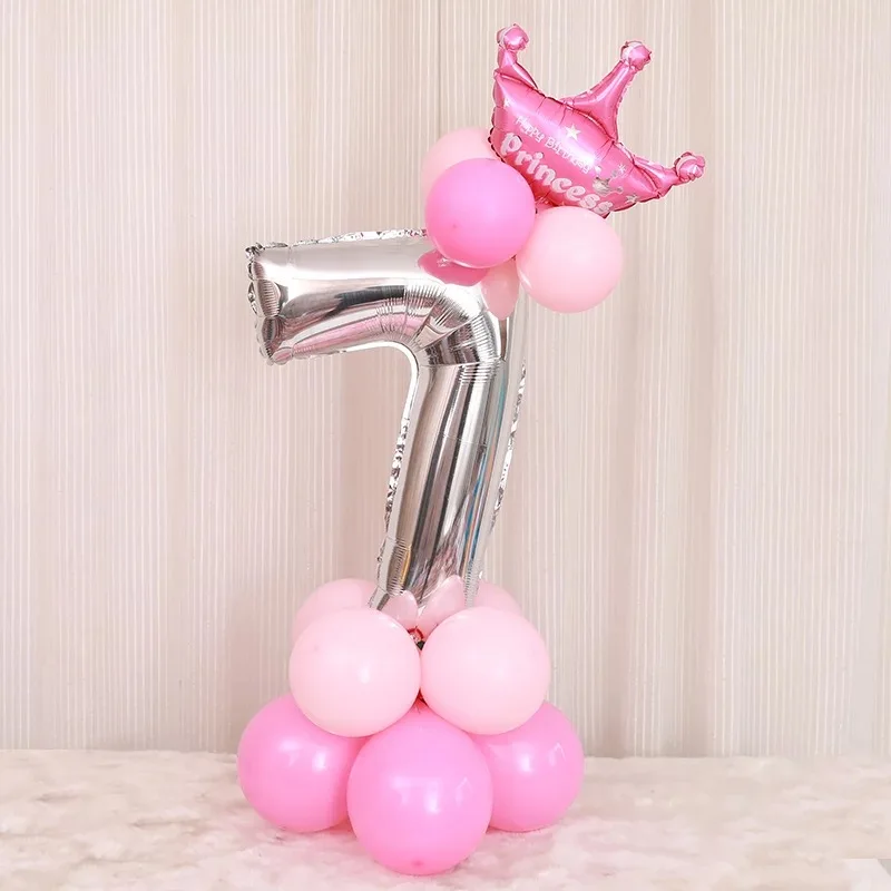 32 дюйма Корона Numeber Алюминий Фольга шар для детского День рождения Baby Shower Anniversaire Украшенные воздушные шары