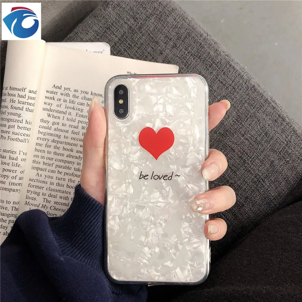HUANQING  Fashion Lovely kindheart Cell phone case For iPhone 6 6s 7 8 Plus X XR XS Max Glitter shell Soft Phone Case 2