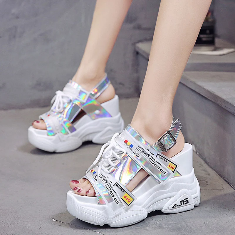 

Summer Women Sandals Peep Toe Buckle Platform Sandals Women 11 Ultra Height Increase Casual Chunky Woman Shoes Slippers Slides