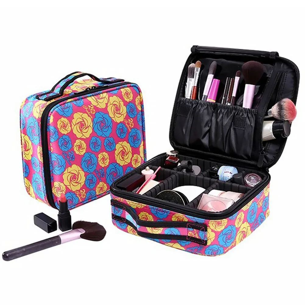 

Women Storage Waterproof Case Travel Small Portable Professional Rose Cosmetic Makeup Bag Removable Compartment Red Lips
