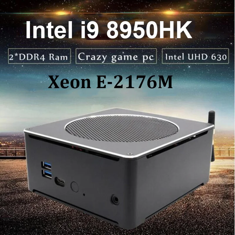 

Core i9 Mini PC 8950HK 6 Core 12 Threads DDR4 RAM NVME SSD Windows 10 Pro Linux Small Computer AC Wifi Bluetooth Mini DP HDMI