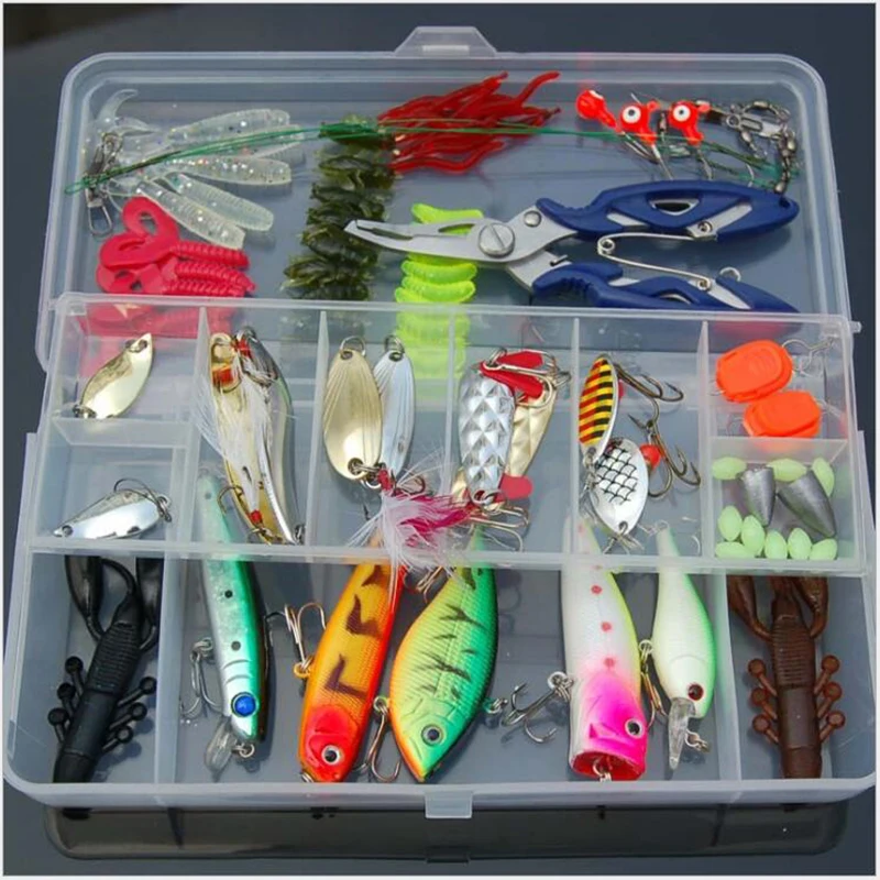 101PCS mixed fish kit minnow wobblers crankbait hard bait tackle