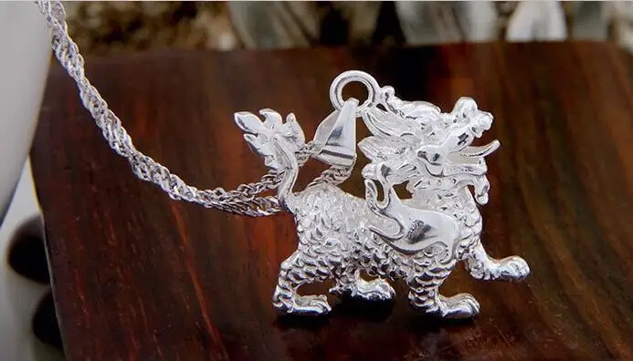 

Hot sale Arrival 925 Silver Pendant Women Men Pretty Bless Dragon's Son Kylin Pendant