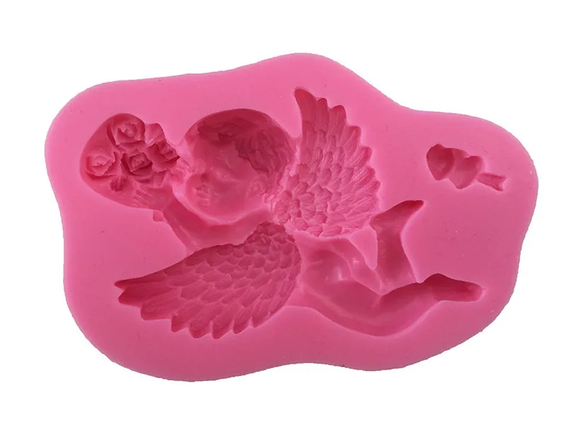 Cupid Angel Детские Силиконовые формы для торта, кухонные формы для выпечки для шоколада, глины, печенья, конфет, инструменты для украшения тортов из мастики DIY - Цвет: pink