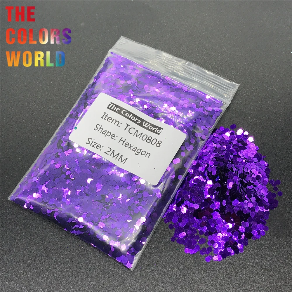 TCM0808 глубокий фиолетовый цвет металлический блеск шестиугольник Форма блеск для ногтей Art украшения макияж аквагрима Henna ручной работы DIY