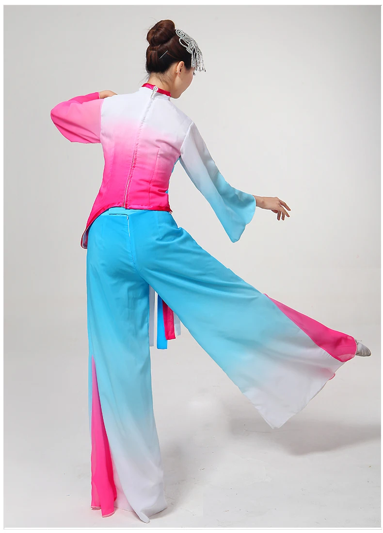 (0112) Chinese classical dance costumes yangko dance hit color costumes national dance flower Embroidery stage performance cloth