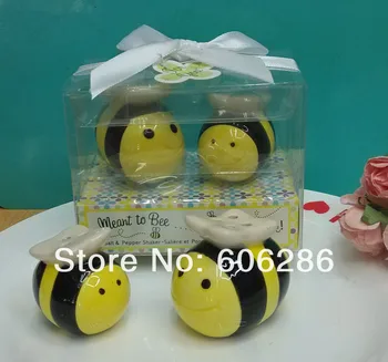 

100pcs(50sets/lot Mean To Bee Ceramic Salt and Pepper Shakers wedding and baby shower souvenirs Kids Return Gifts