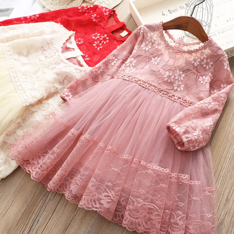 

Baby mesh long sleeve dress 2019 spring new Korean girls children's wear children's dress qz-5112