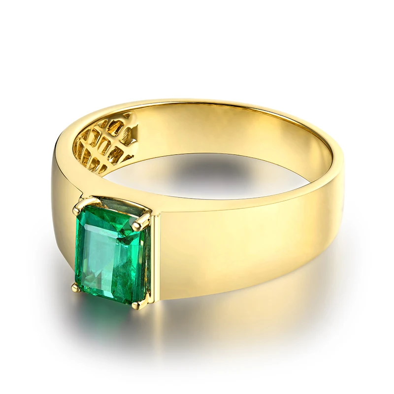 LOVERJEWELRY, мужские кольца, натуральный колумбийский изумруд, Настоящее 14 к желтое золото, для бойфренда, помолвка, юбилей, мужское кольцо, подарок для влюбленных