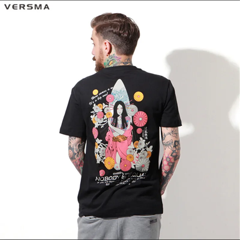 

VERSMA 2017 Japanese Harajuku Vintage Printed Oversized T-shirts Men Women Summer Korean Ulzzang Loose BF Hip Pop Couple Tshirts