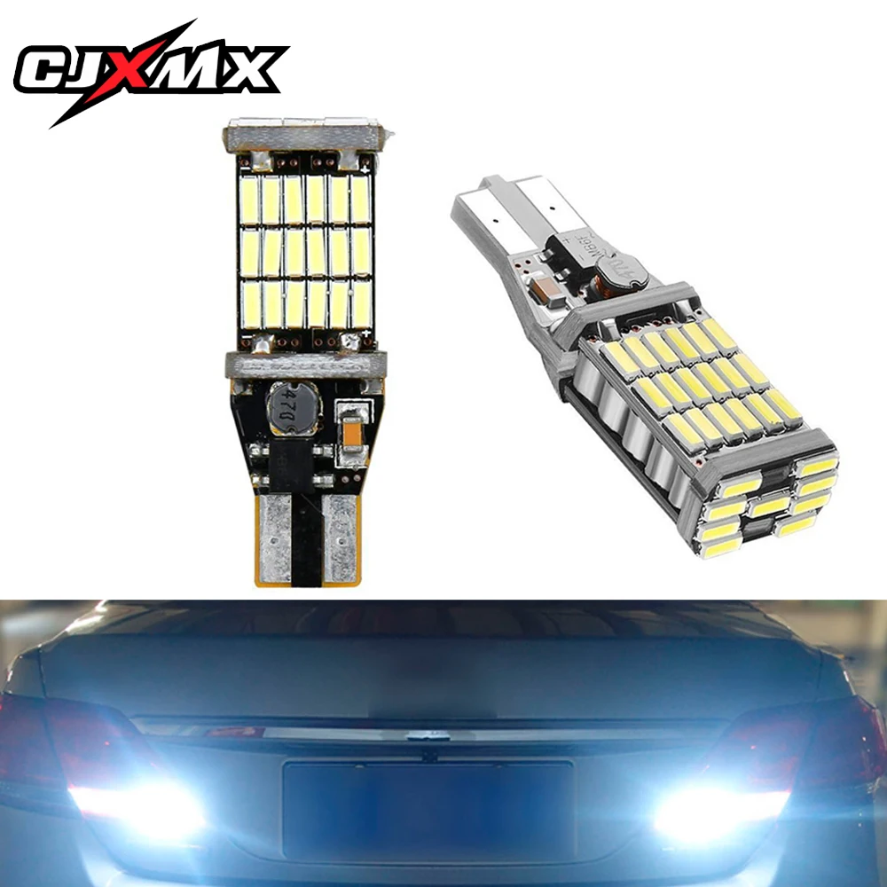 CJXMX 2PCS T15 W16W LED Car Lights 12V 920 921 912 Auto Reverse Light Bulbs 4014 45SMD Stop Backup 6000K White | Автомобили и