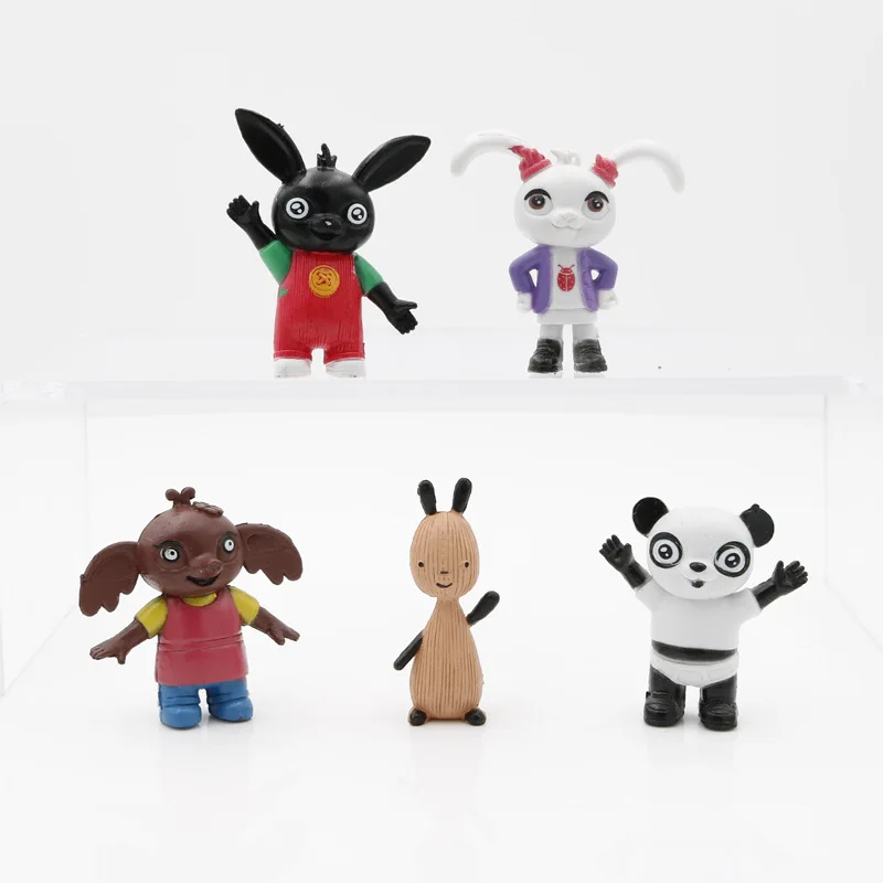 5 шт. bing пластиковая фигурка игрушка sula flop hopjity voosh pando bing кролики peluche куклы игрушки детские плюшевые игрушки - Цвет: 1 set