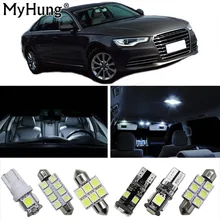 Прокат внутренняя подсветка для Audi A6L автомобиля замена лампы Купол Карта свет лампы Яркий белый T10 36 мм 42 мм BA9S 19 шт