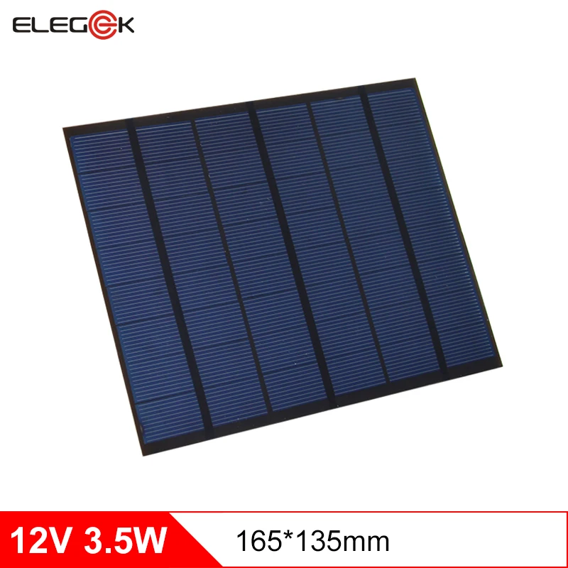 

ELEGEEK 12V 3.5W PET Solar Panels Mini Solar Cells Polycrystalline Silicon DIY Battery Power Charge Module 165*135mm