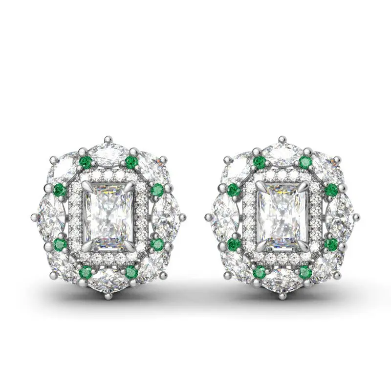

Green Stud Earrings For Women Geometric White Cubic Zirconia Earring Jewelry Engagement Wedding Stud Earrings Z5C188