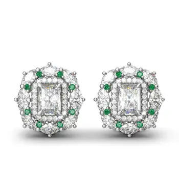 

Green Stud Earrings For Women Geometric White Cubic Zirconia Earring Jewelry Engagement Wedding Stud Earrings Z5C188