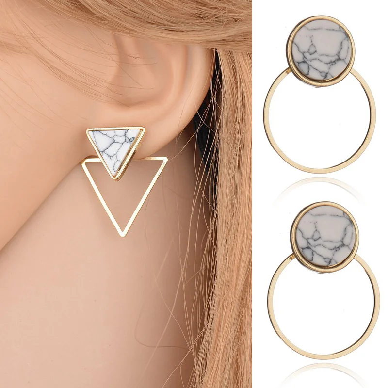 1 Pair Women Lady Girl Earrings Ear Stud Drop Pendant Marble Pattern