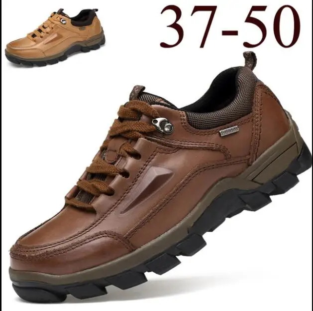 

Man Hiking Shoes Thick Bottom Lace-up Non-slip Sports Shoes Head layer cowhide Outdoor Sole Protection Men Sneakers Hand-made mo