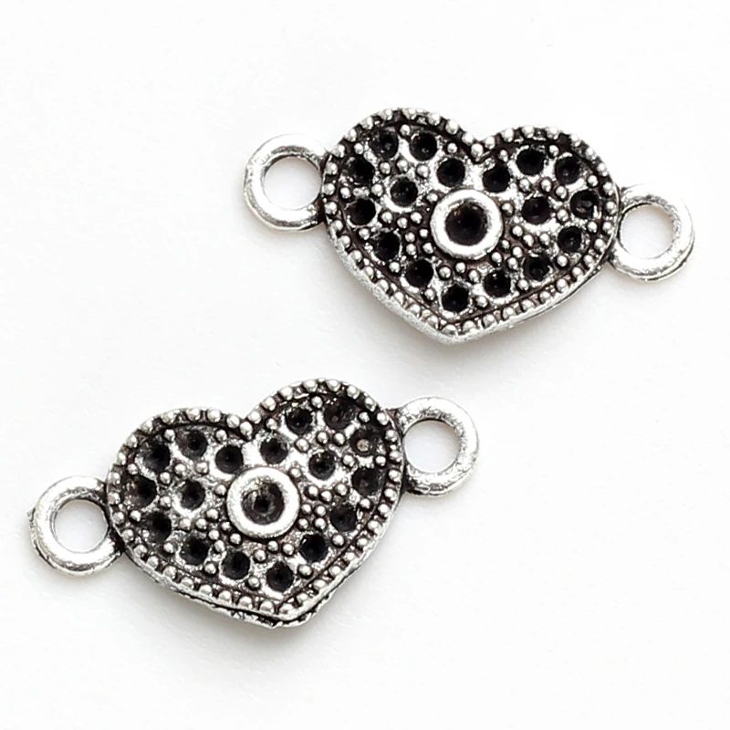 20pcs/lot 20*10mm Vintage Heart Charms Connectors For Men & Women