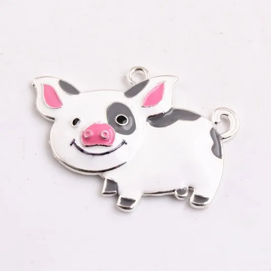 

Kwoi Vita 45*56mm 10pcs/lot AAA Quality Alloy pig enamel Rhinestone Pendants for kid's chunky Necklace Jewelry