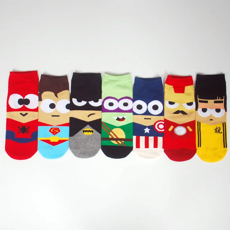 Носки лодочки Superheros для мужчин большие размеры Супермен Бэтмен капитан Arrowman