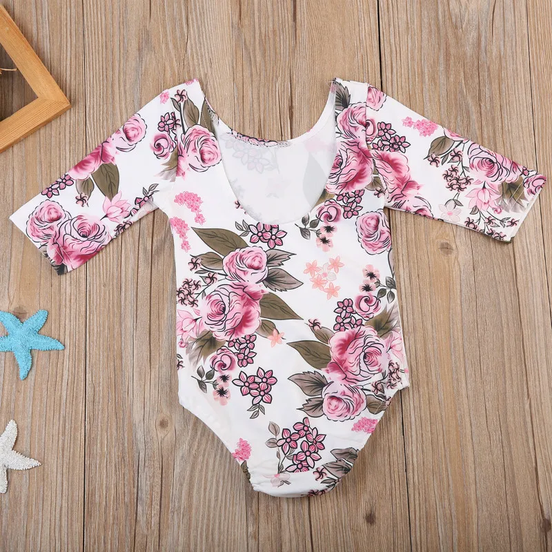 Pudcoco 2017 Baby Bodysuits Body Baby Girl Clothes Long Sleeve Flower Print Bodysuit for Newborn Children Summer Cotton Clothing