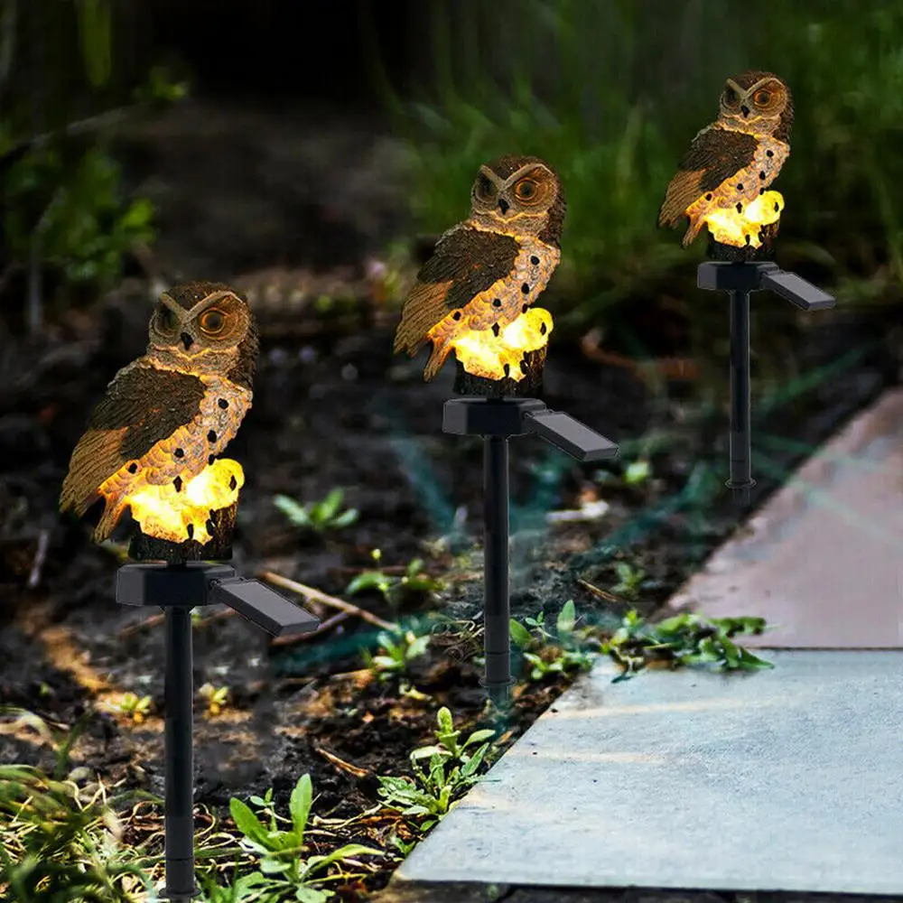 Горячая Распродажа светодиодный садовый скульптурный светильник в форме Совы солнечный светильник для украшения сада Водонепроницаемый наружный птичий смоляный дворовый садовый декор