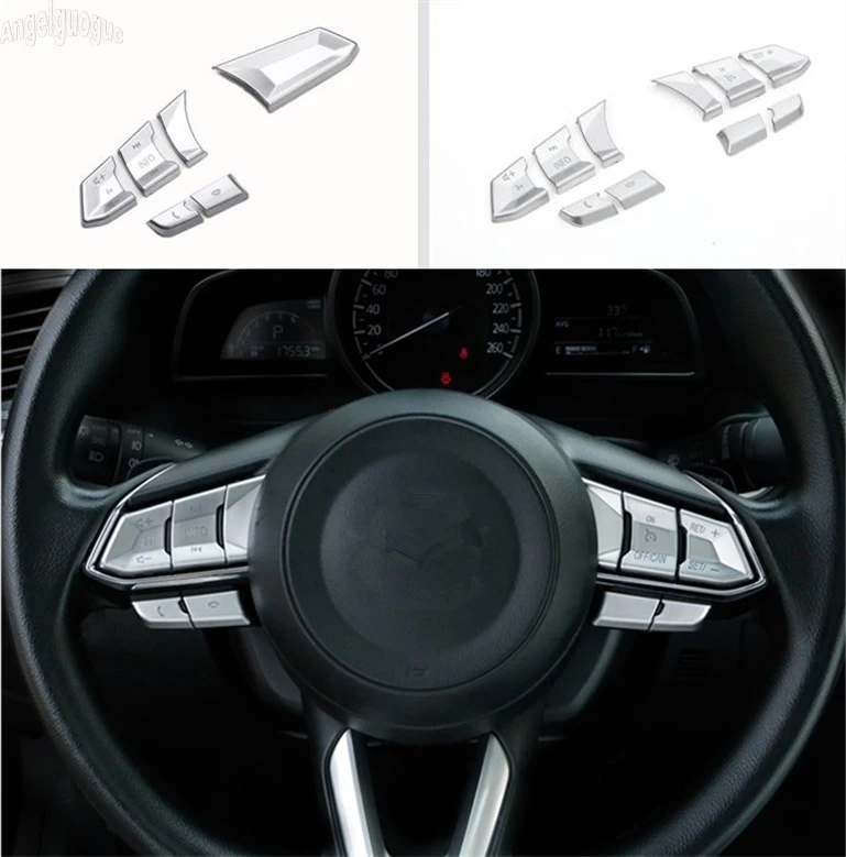 angelguoguo ABS Chrome Car Steering Wheel Button Decoration Trim Cover Car-styling For Mazda 3 Axela CX-4 CX-5 2017 /ATENZA 2018
