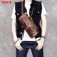 Ретро кожаная мужская сумка через плечо из натуральной кожи Маленькая сумка-мессенджер мужская сумка через плечо crazy horse кожаная сумка-ведро