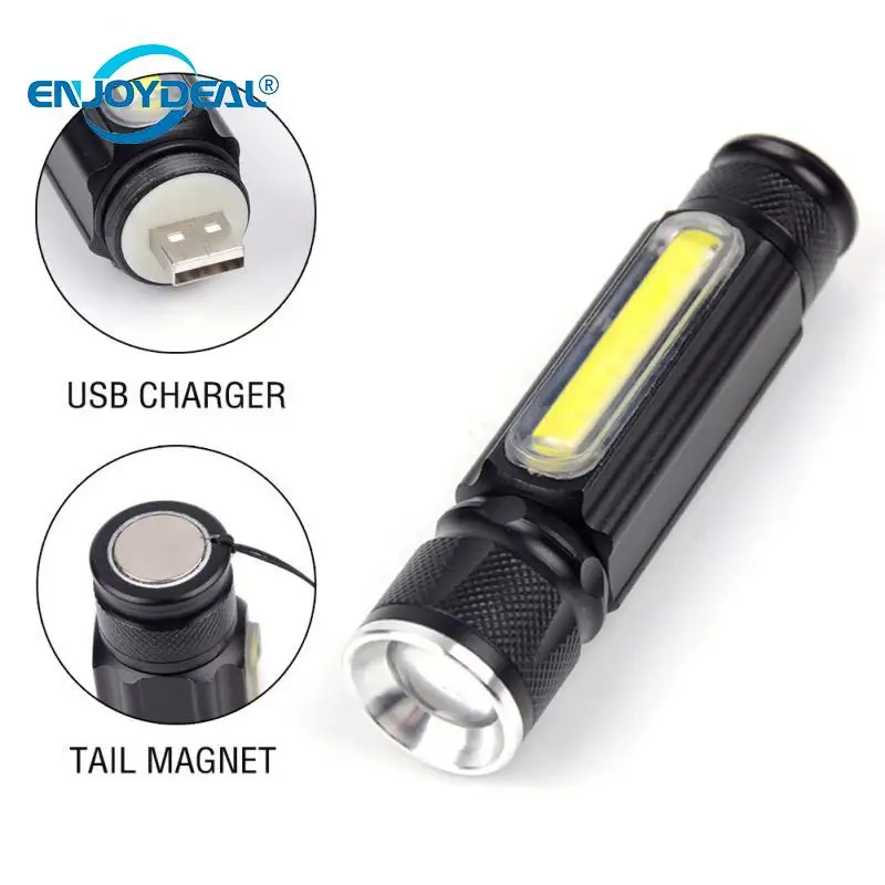 

3800lm T6+COB Led Flashlight USB Rechargeable Magnet Lamp Torch Led Camping Lantern Waterproof Zoomable Flash Light Penlight