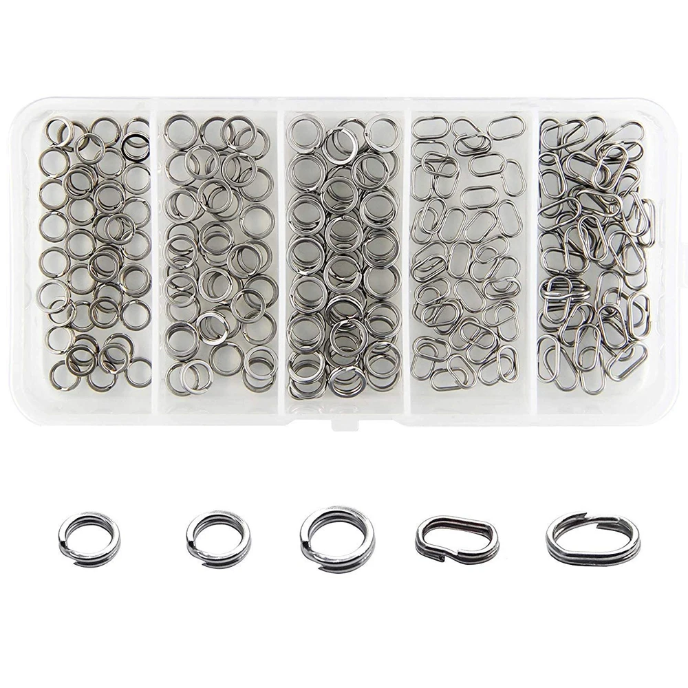 

150Pcs 20LB- 80LB Stainless Steel Double Split Ring High Strength Heavy Duty Fishing Split Rings Kit Fishing Lures Tackle Set