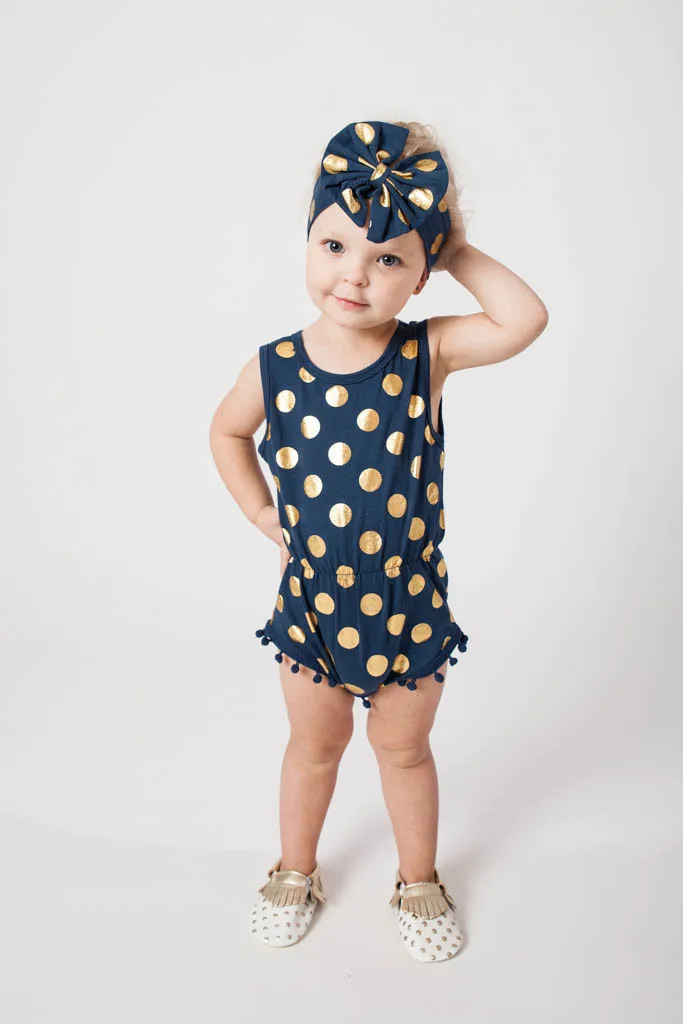 blue and gold romper