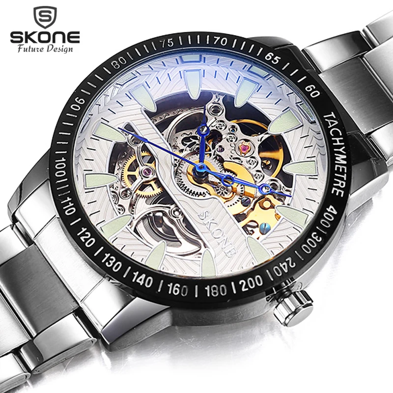 

SKONE 2017 Brand Automatic Self-Wind Full Steel Men Watches High Quality Tourbillon Fashion Casual Watch Men montres hommes