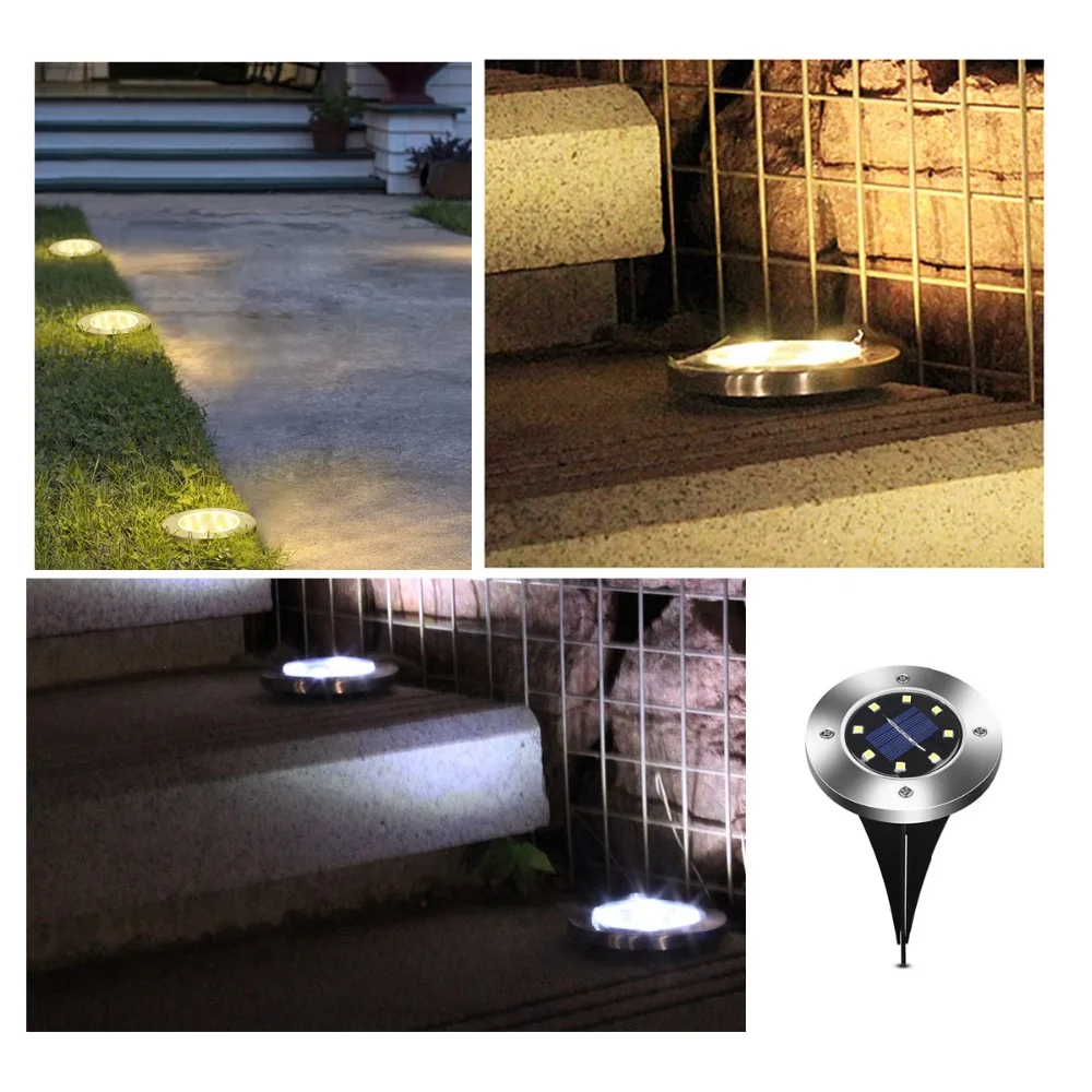 Солнечный светильник для газона, водонепроницаемый Светодиодный светильник для сада, подземный светильник для двора, дорожки, палуба, светильник для патио, ландшафтный светильник, уличный Декор