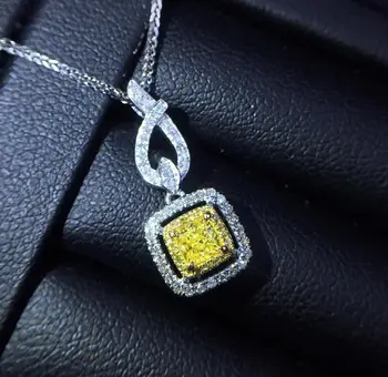 

Fine Jewelry Real Pure 18 K White Gold AU750 100% Natural Yellow Diamonds 0.25ct Pendants for Women Fine Necklace