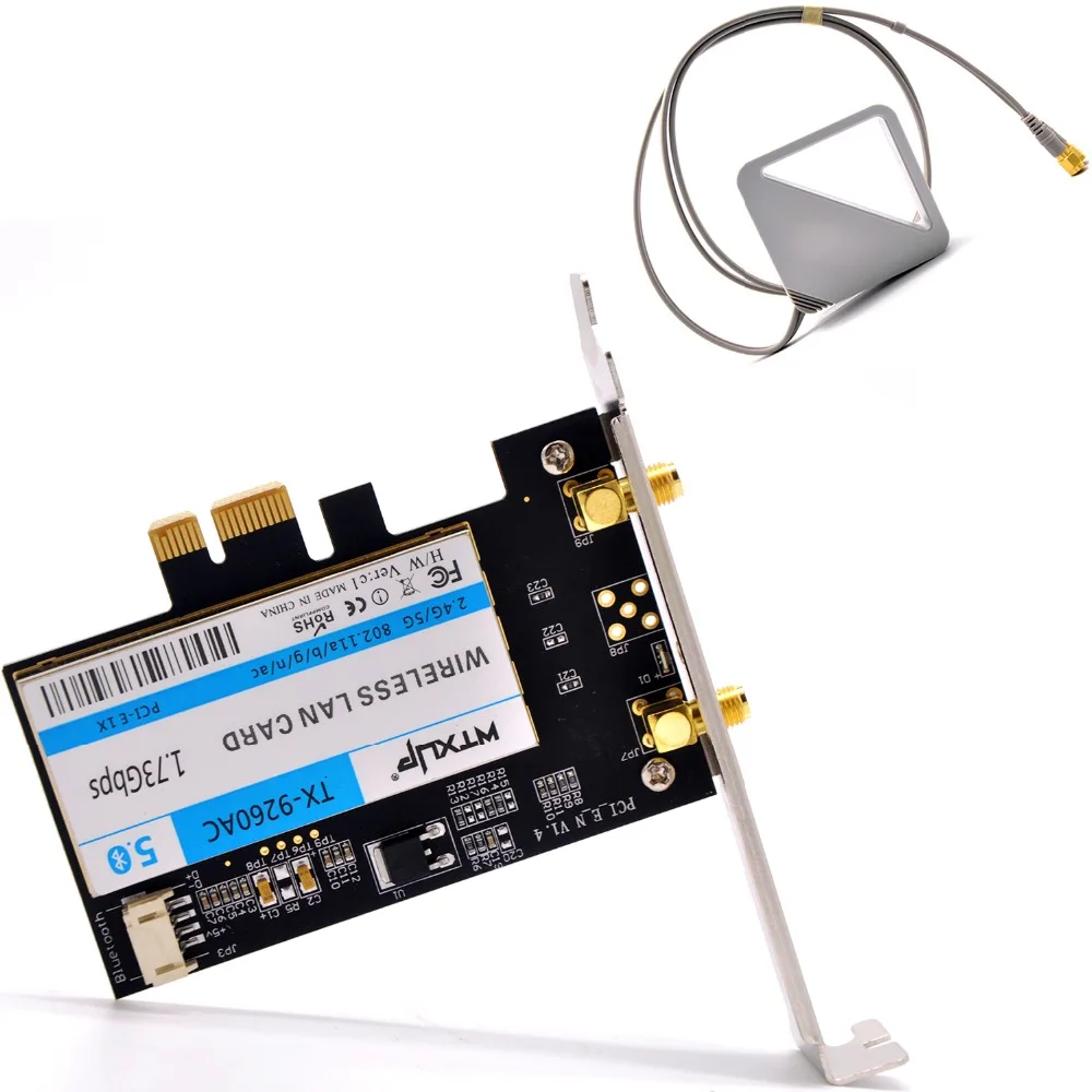 WTXUP Wireless-AC 9260 802.11ac 1730Mbps Desktop Wireless PCi-e WiFi Adapter + Bluetooth 5.0 for Intel 9260ac + Original Antenna