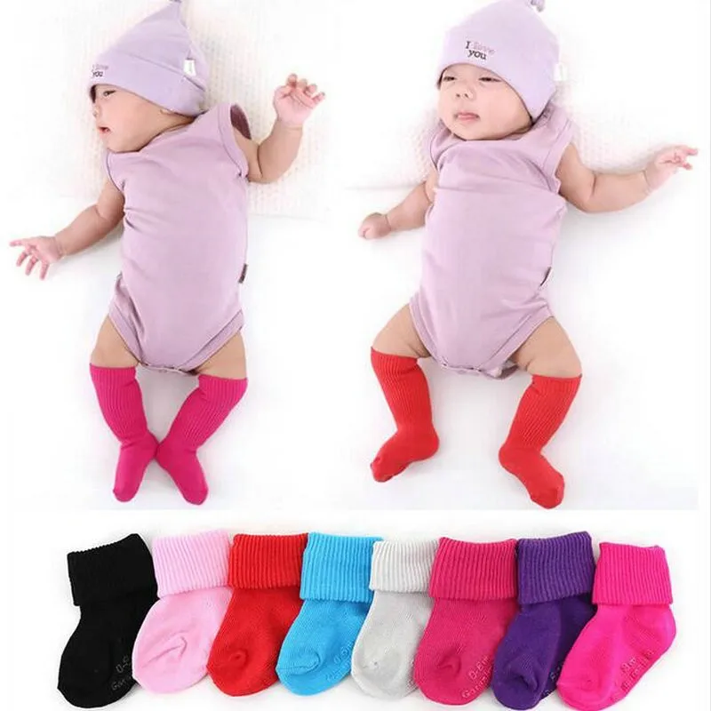 Pure Color Infants sock Newborn Toddler Knee High Socks Baby Socks
