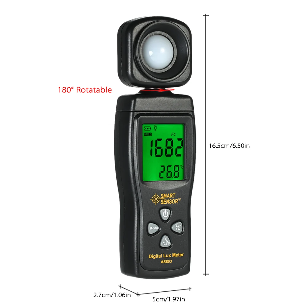 Портативный Люксметр AS803, цифровой светильник, люксметр, фотометр, УФ-измеритель, УФ-радиометр, ЖК-люксметр, фотометр, фотометр