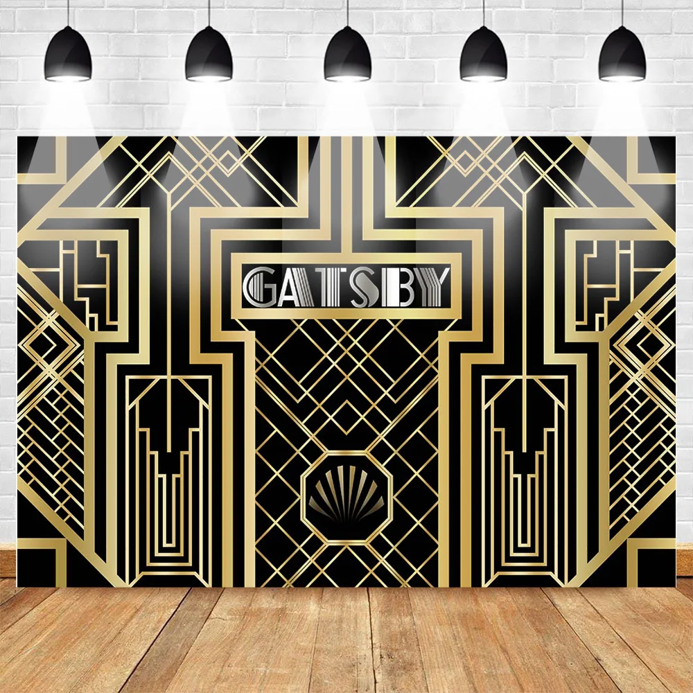 Mehofoto Great Gastby Photography Backdrop 1920s Black and Gold Background Retro Gatsby Birthday Backdrop for Children Party