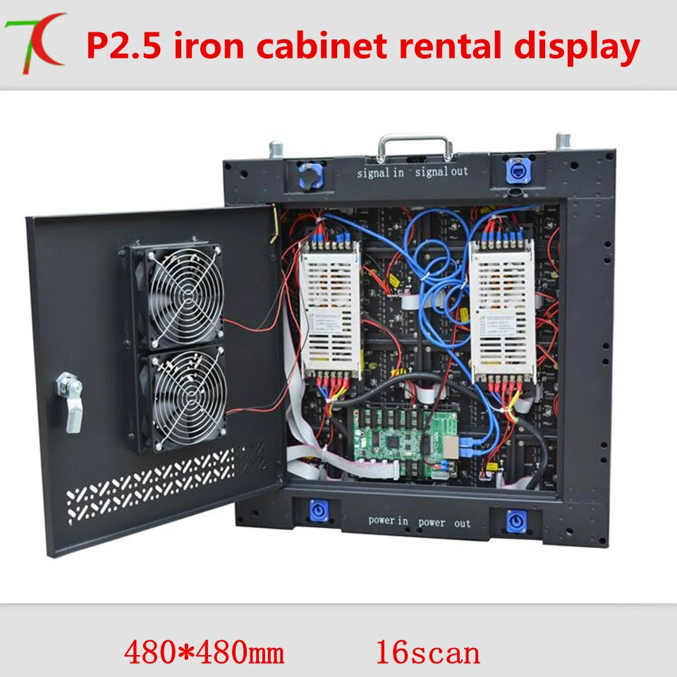 

480*480mm 16scan P2.5 iron cabinet with door led display for rental business,smd2121