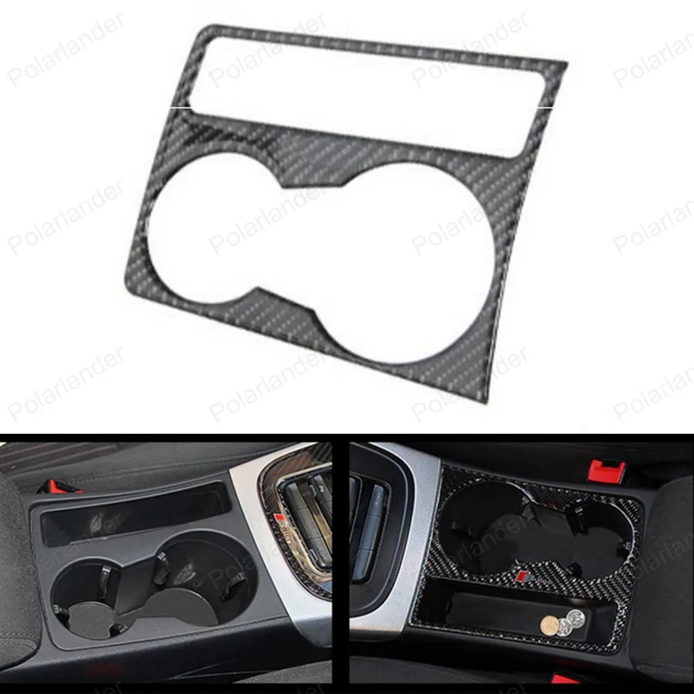 for A udi A4 B8 A5 2009 2015 Carbon Fiber 3D Stickers Water Cup Holder Frame