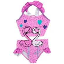 Цельный купальный костюм для новорожденных девочек с вышитой птицей; От 2 до 6 лет; детский купальный костюм в горошек; милый купальный костюм с героями мультфильмов; Roupa de banho