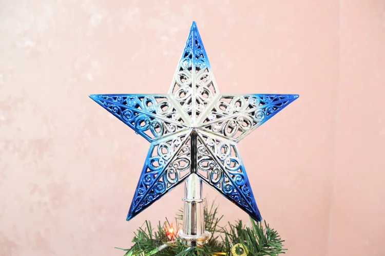 Openwork tree top star blue 1