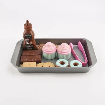 

16pcs Set Emulational Children Pretend Play Chocolate Cake Cookie Breakfast Candy Kitchen Toys Role Play With Plate